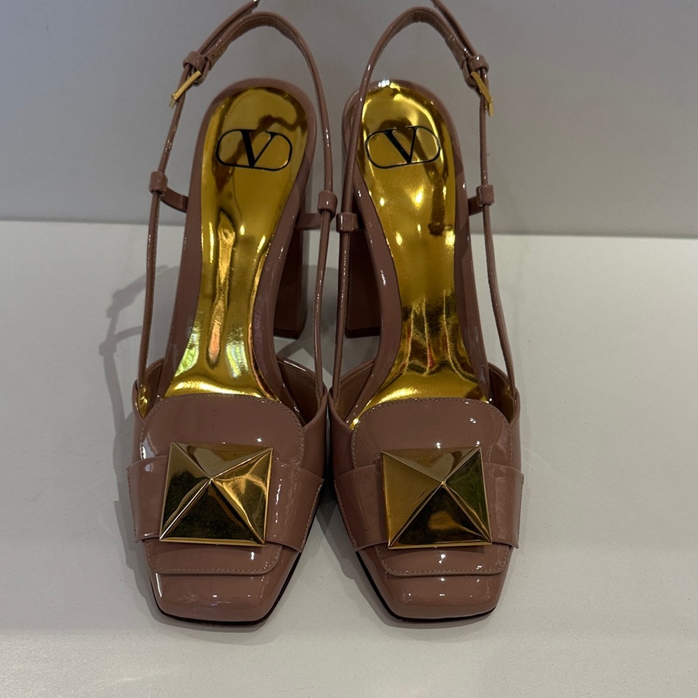 Valentino Women's Nude Heels with Gold Details